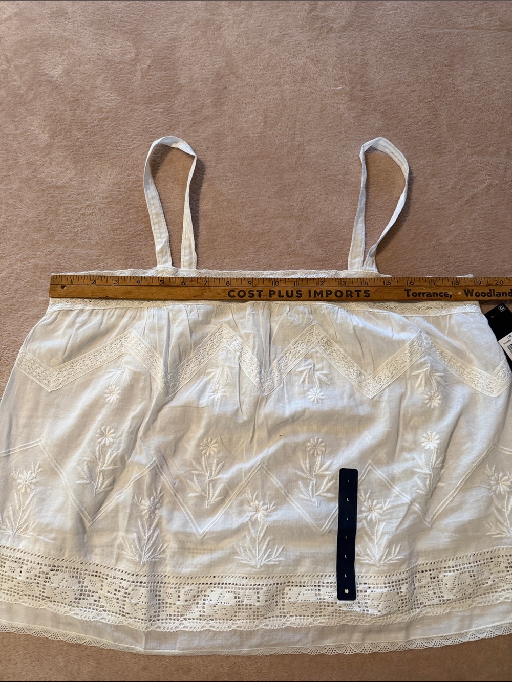 Lucky Brand White Embroidered Cotton Camisole
